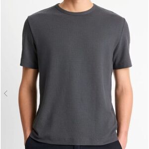 Vince Pima Cotton Piqué Crew Neck T-Shirt Mens Size M Soft Black Crew Neck